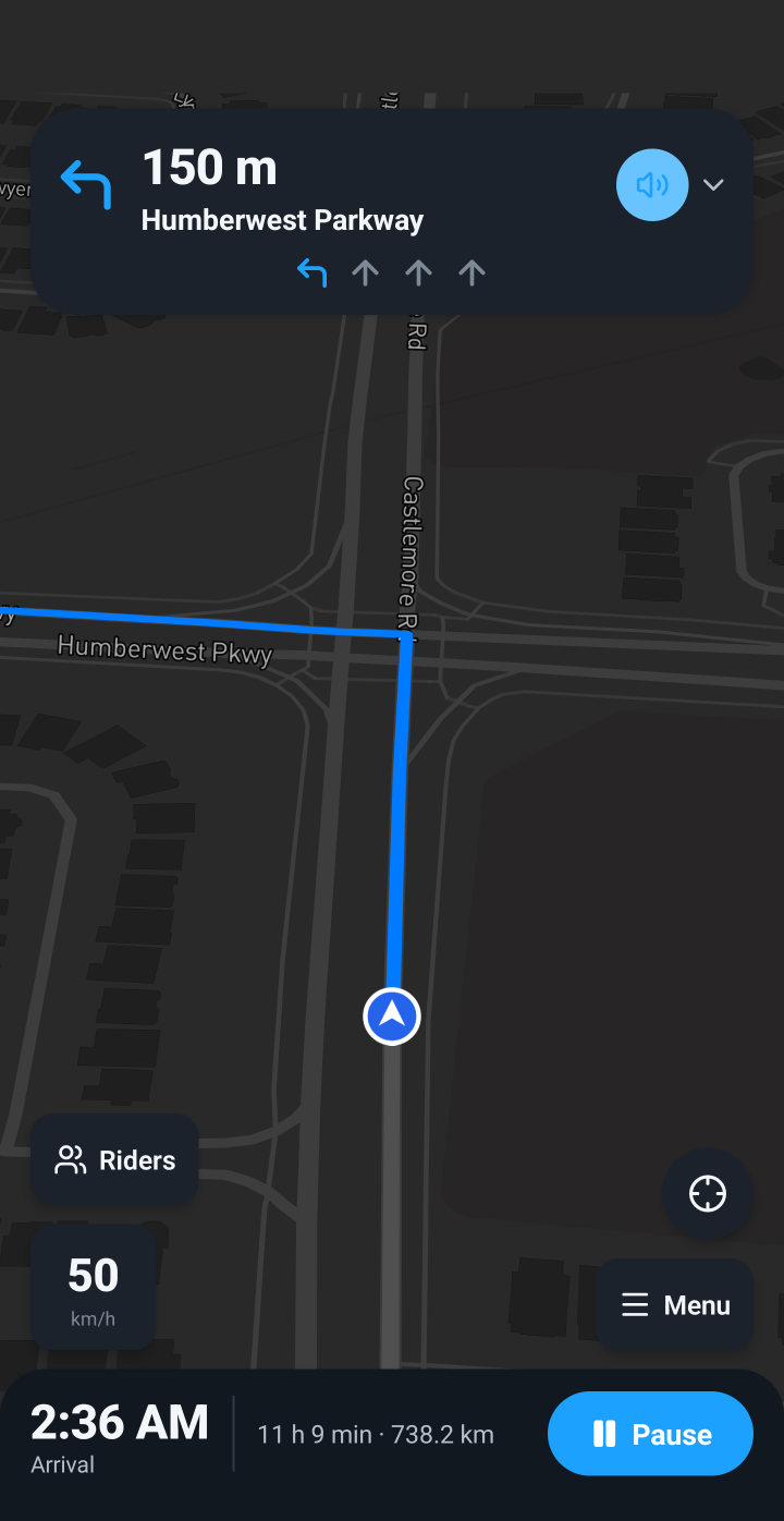 Navigation in dark mode