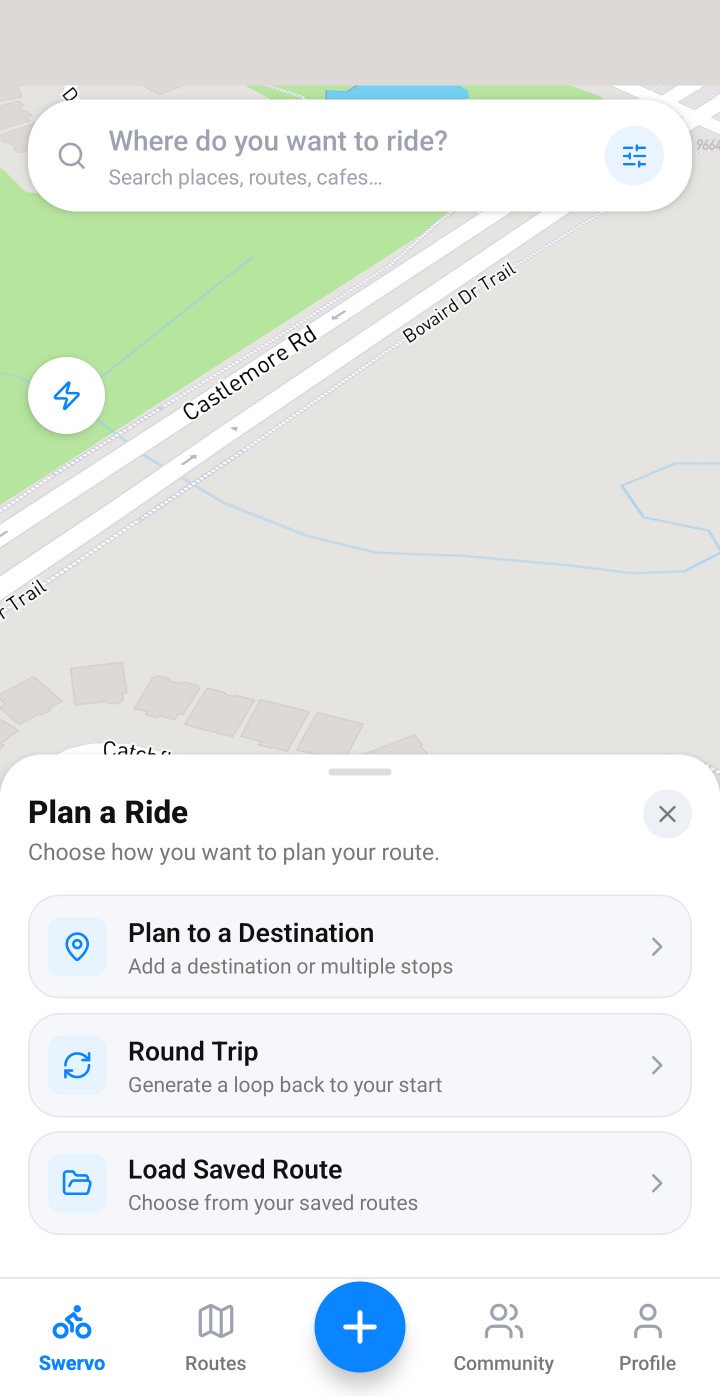 Plan a Ride sheet