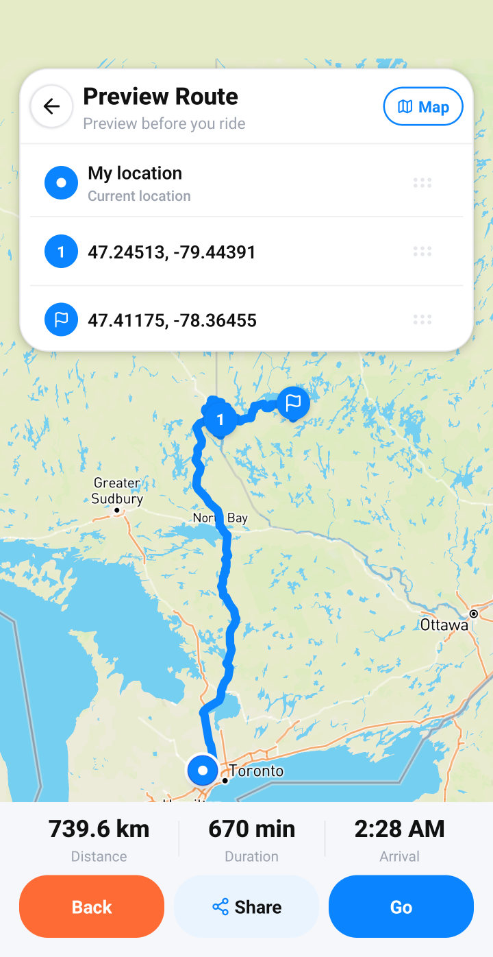 Route preview